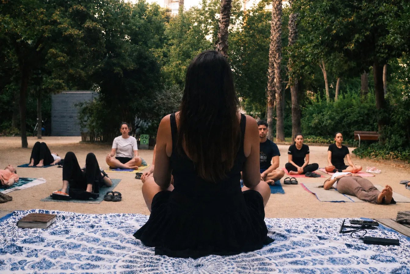 Sunday evening meditation gathering in the park
